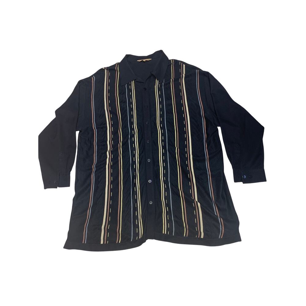 Silversilk Button-down Shirt Striped Causal Weekend Vintage Mens SZ 5X
